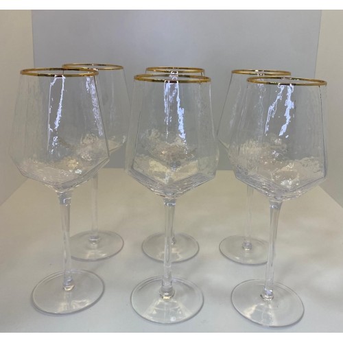 Jogo de Taças Cristal Vinho Borda Dourada Jogo de Taças Cristal Vinho Borda Dourada